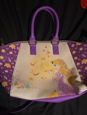 Purple Floral Princess Tote Bag with Rapunzel Artwork